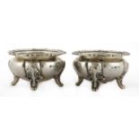 A pair of Edward VII silver open salts of heavy gauge