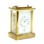 A large French brass carriage clock,