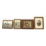A collection of Edwardian and 1920s framed country house hallway type photographs