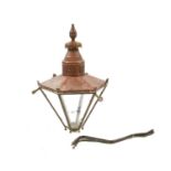 An hexagonal copper lantern,
