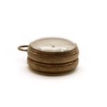 A rare double barrel sided silver aneroid barometer and pedometer,