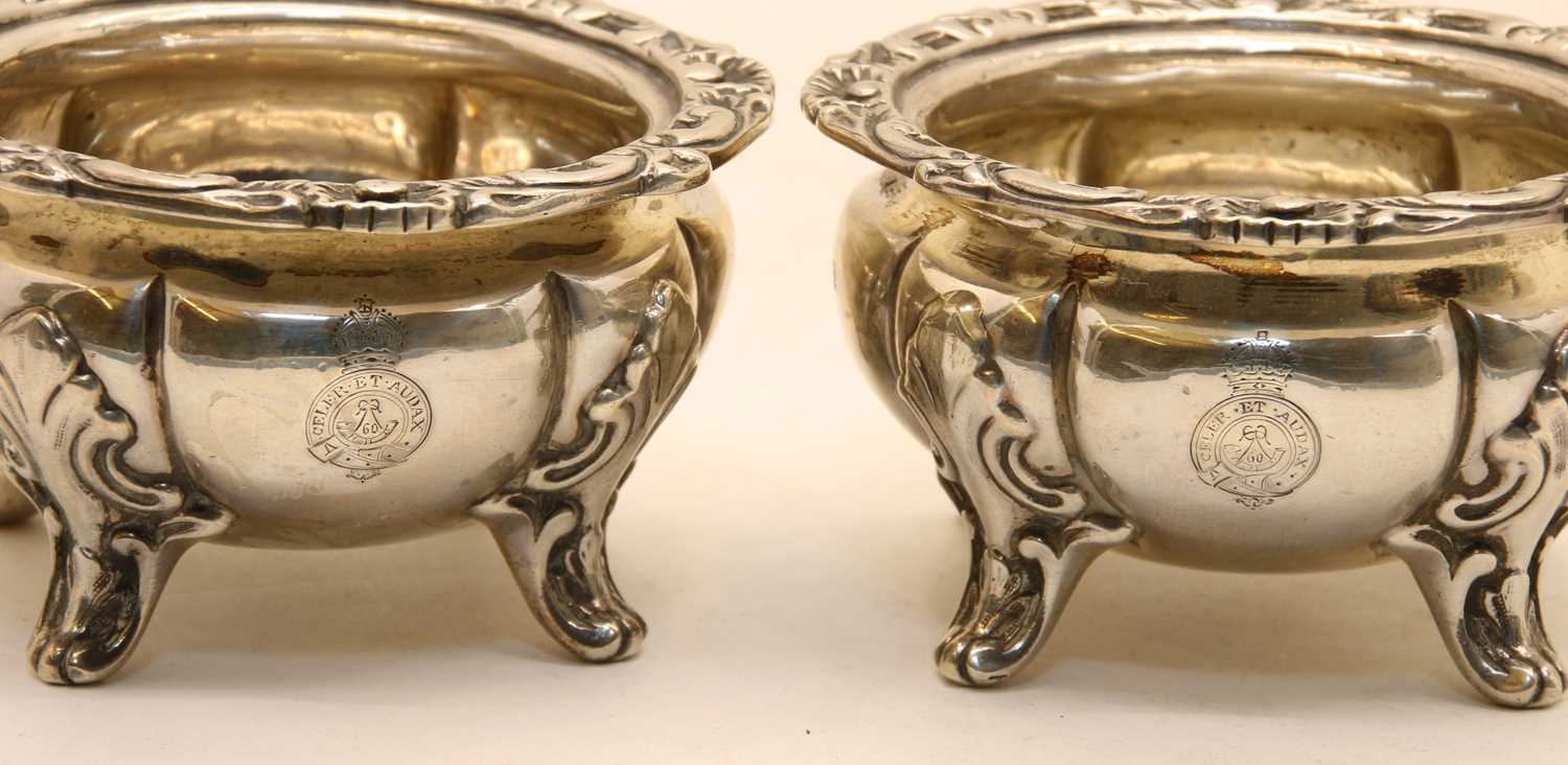 A pair of Edward VII silver open salts of heavy gauge - Image 5 of 6