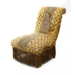 A Victorian button upholstered slipper chair,