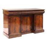 A Victorian walnut breakfront side cabinet,