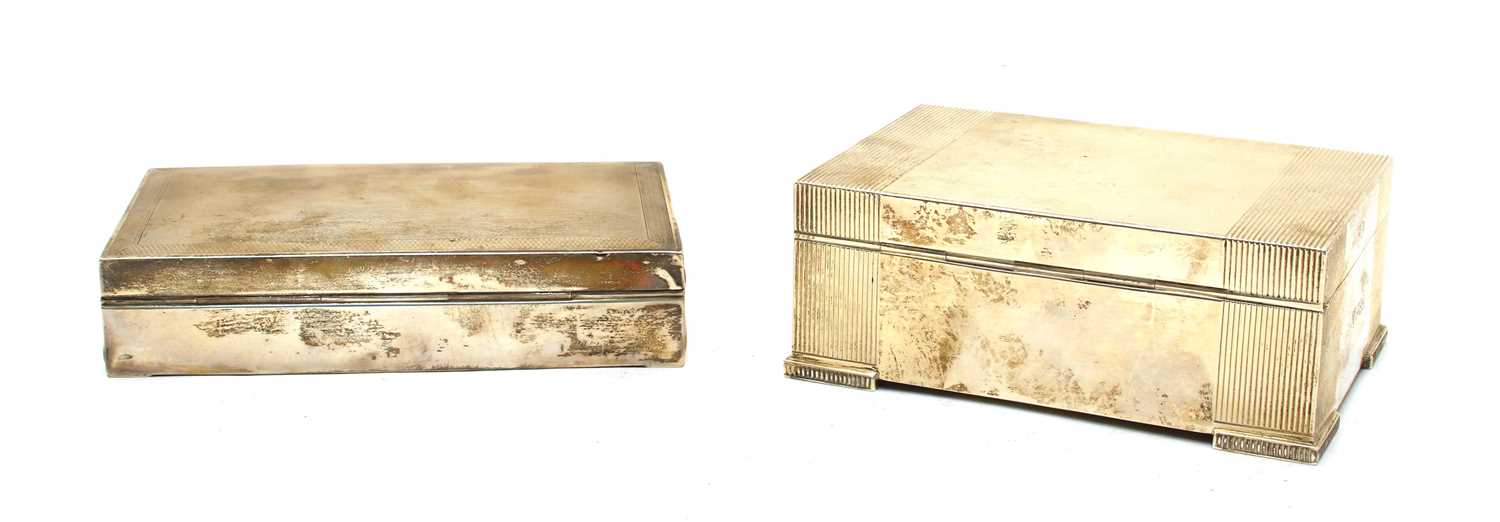 Two silver engine turned cigarette boxes, - Image 3 of 5