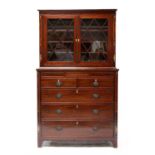 A George III mahogany, boxwood and bone inlaid cabinet,