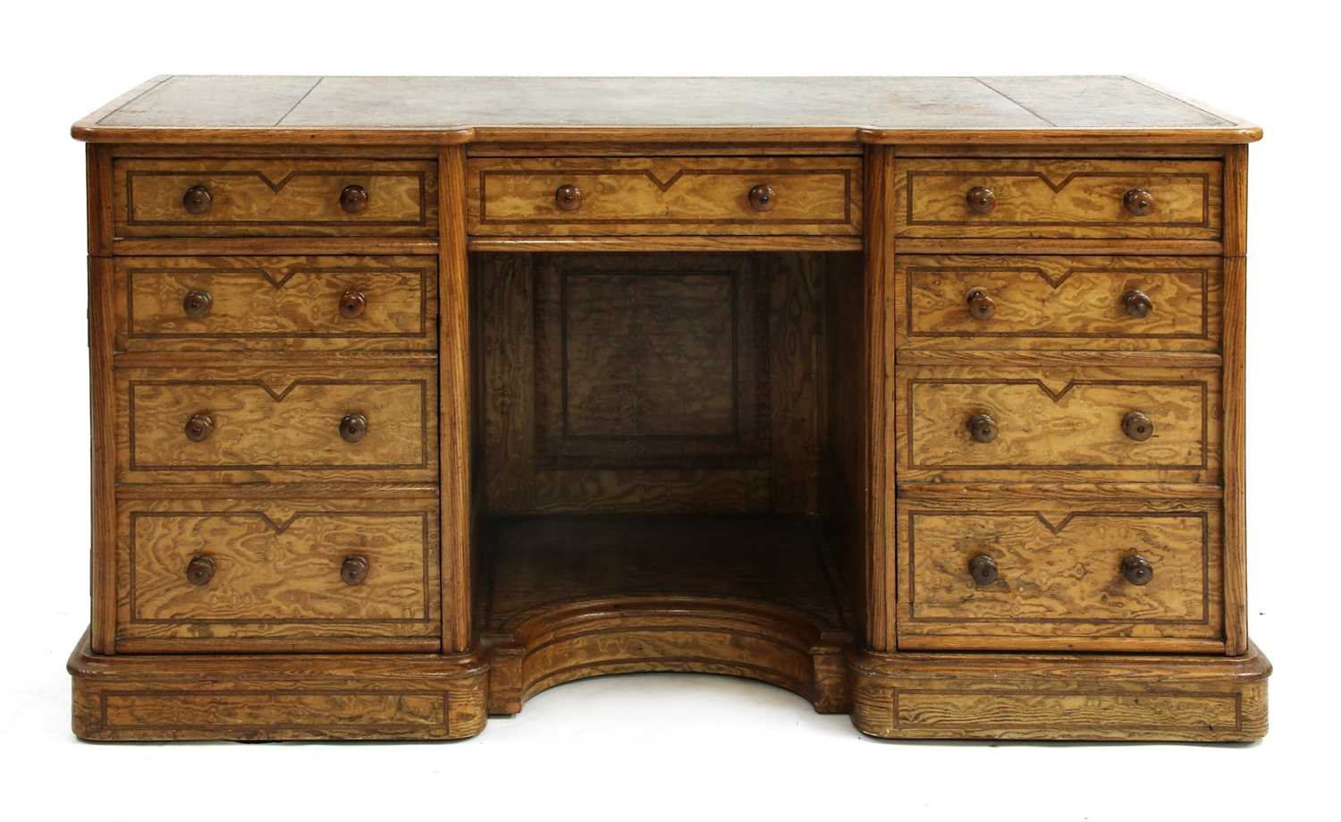 A Victorian pollard oak desk,