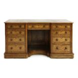 A Victorian pollard oak desk,