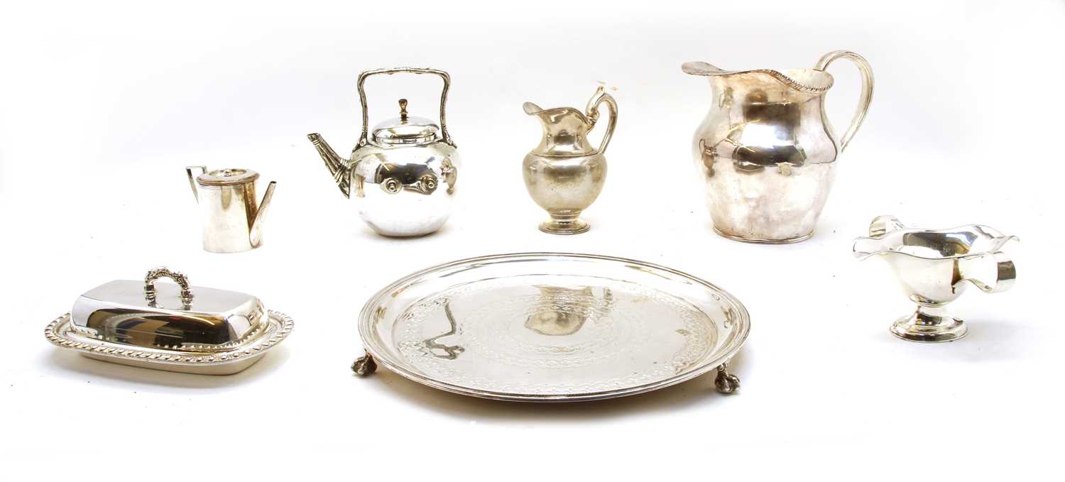 A collection of silver plated tea and table wares,