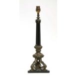 A gilt metal mounted cluster column table lamp,