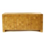 A contemporary bamboo veneered sideboard,