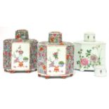 A pair of Chinese famille rose millefleurs tea caddies,