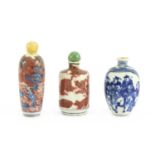 Three Chinese porcelain snuff bottles