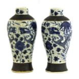 A pair of Chinese blue and white vases,