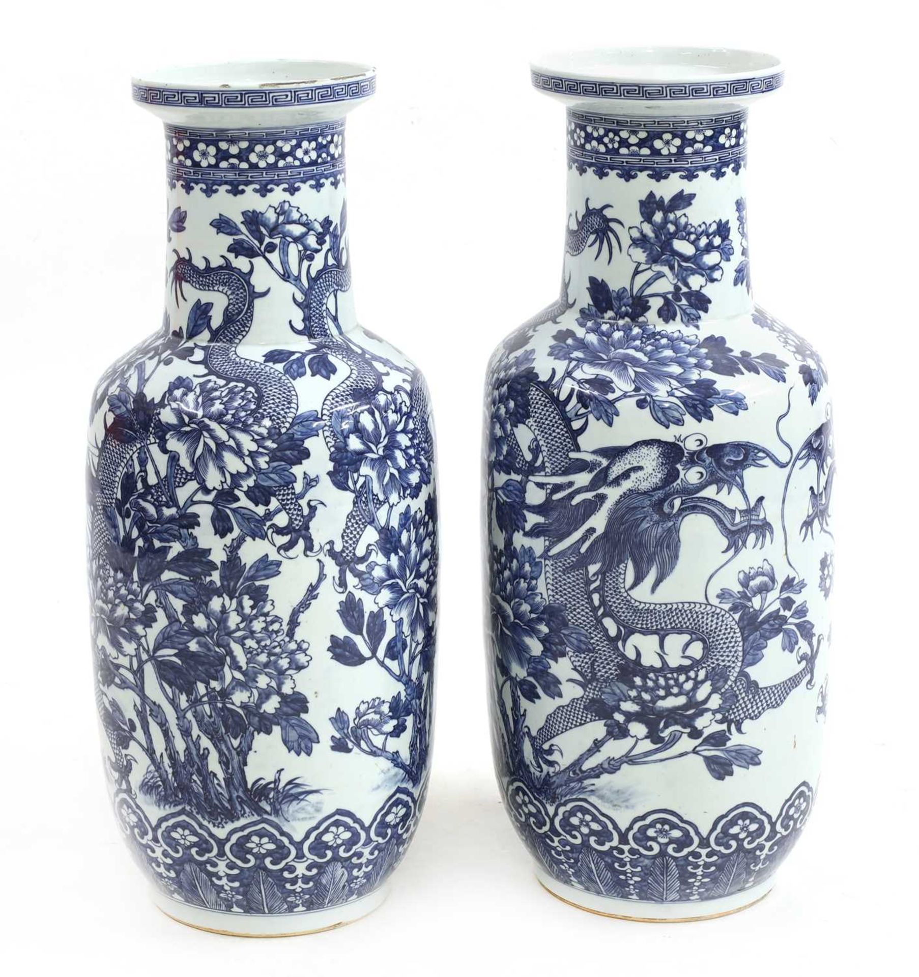 A pair of large Chinese blue and white vases,