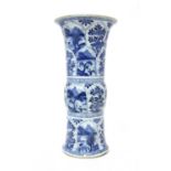 A Chinese blue and white gu vase,