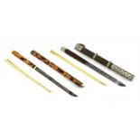 One Japanese tortoiseshell and copper-mounted chopstick cases,