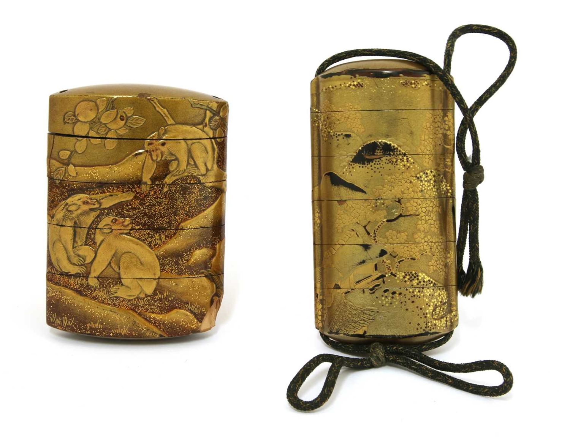 Two Japanese gilt lacquered inros,