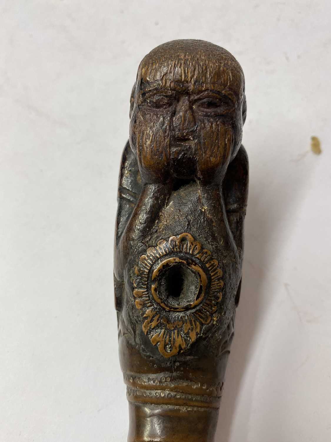 An unusual Chinese carved bamboo pipe bowl, - Image 5 of 6