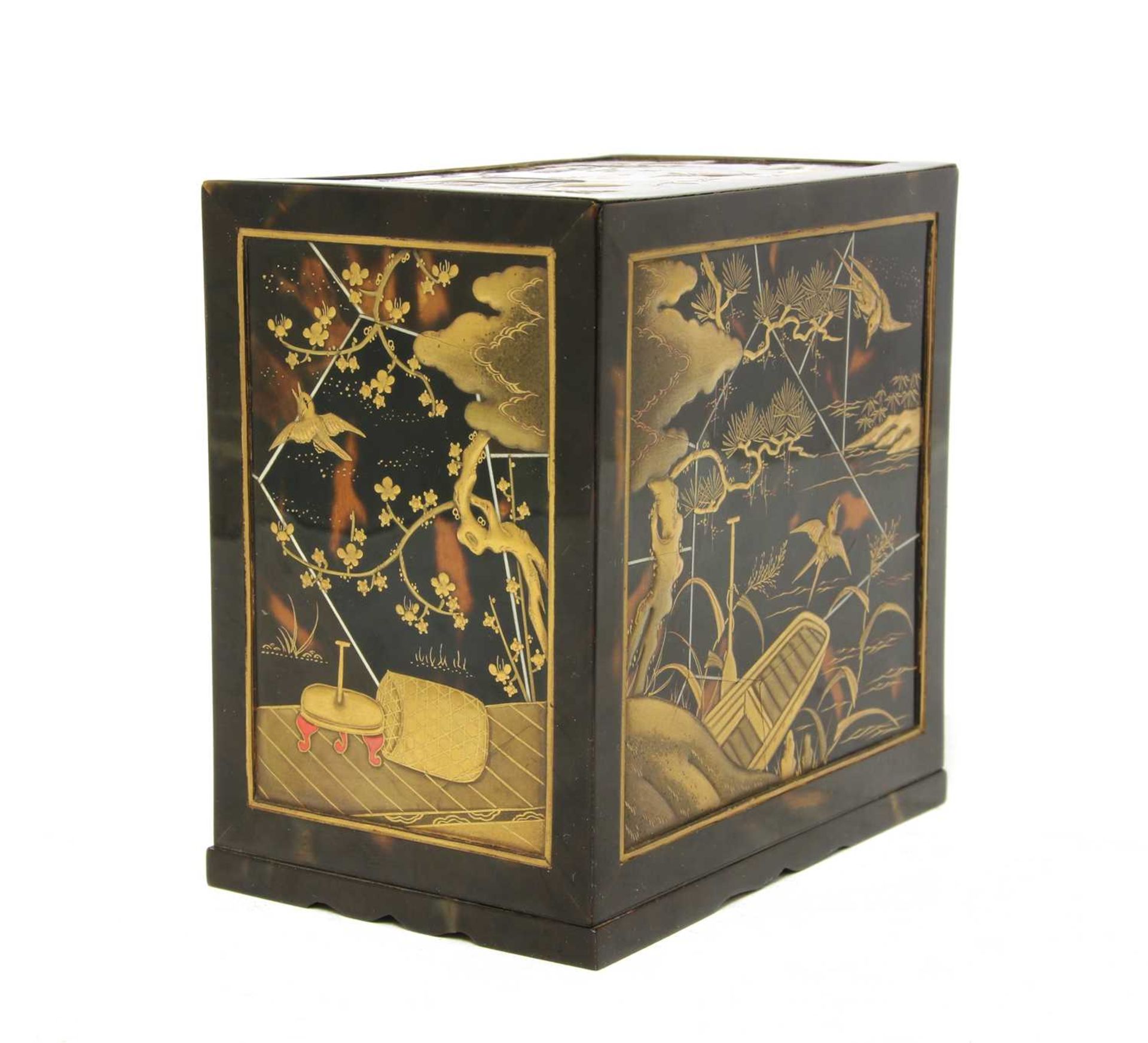 A Japanese gilt-lacquer and tortoiseshell veneered table cabinet, - Image 4 of 4