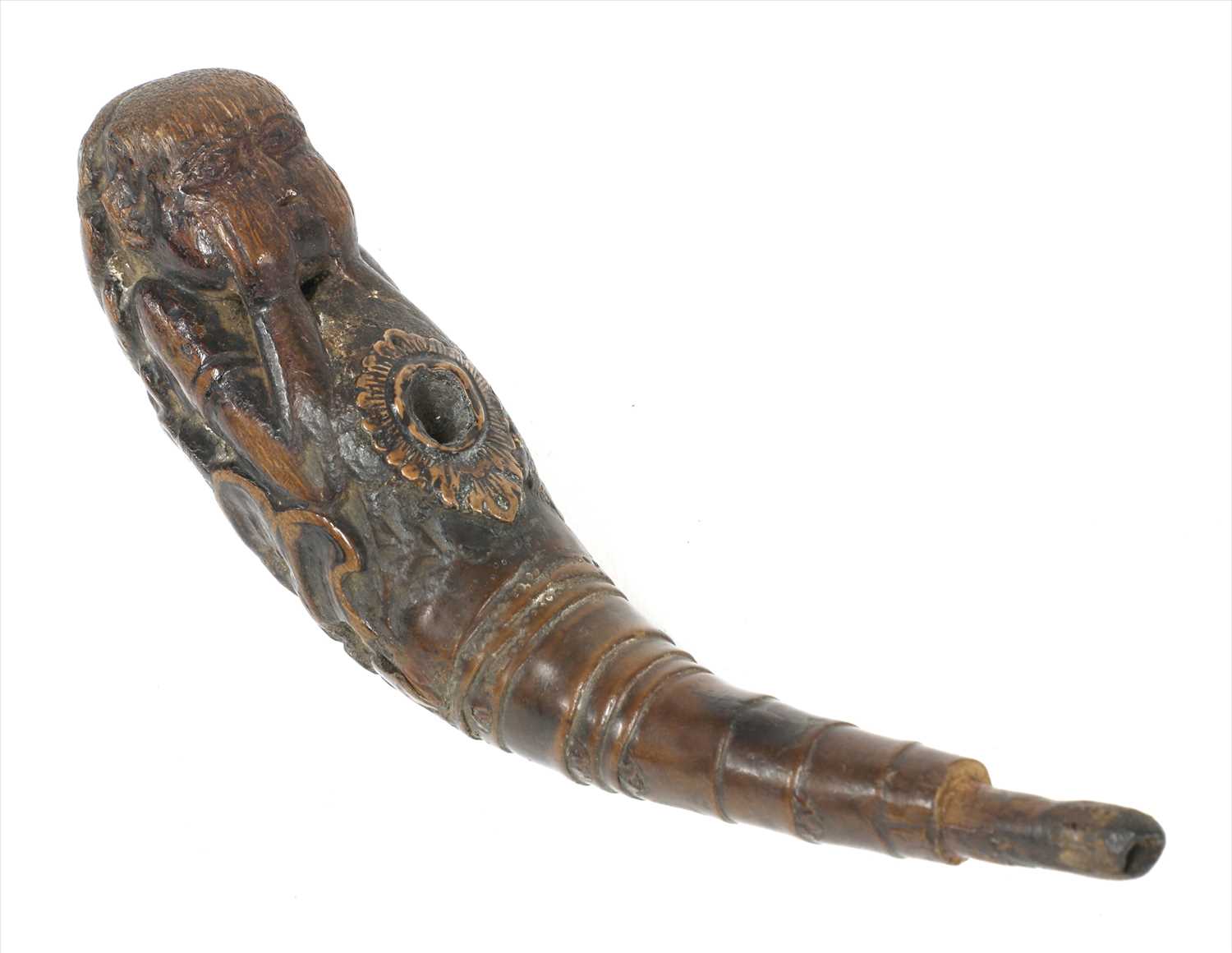 An unusual Chinese carved bamboo pipe bowl,