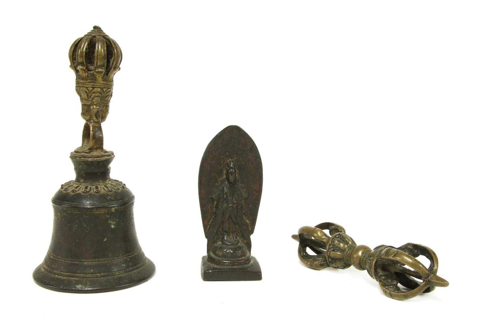 A Tibetan Buddhist ghanta and a vajra,