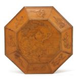 A Chinese bamboo-veneered erotic box and cover,