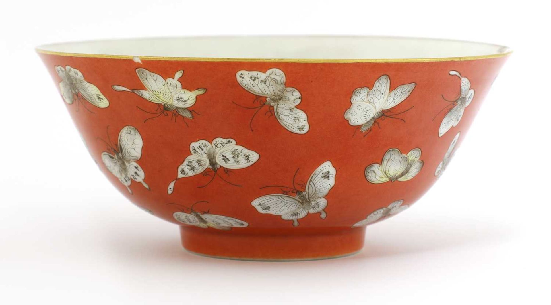 A Chinese coral-ground famille rose bowl, - Image 6 of 6