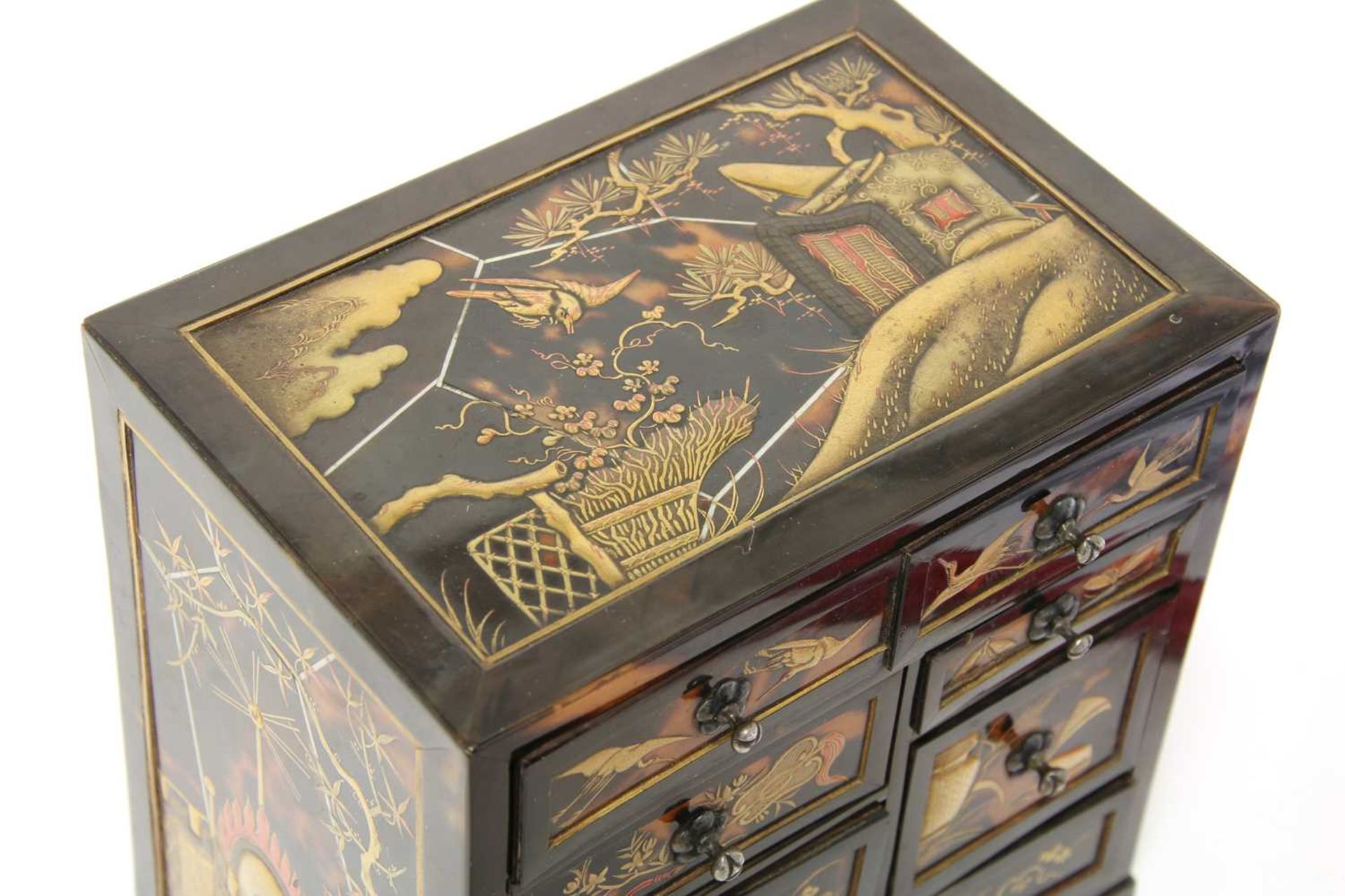 A Japanese gilt-lacquer and tortoiseshell veneered table cabinet, - Image 2 of 4