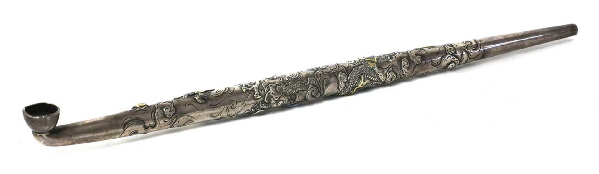 A Japanese silver two-part kiseru pipe, - Image 2 of 8