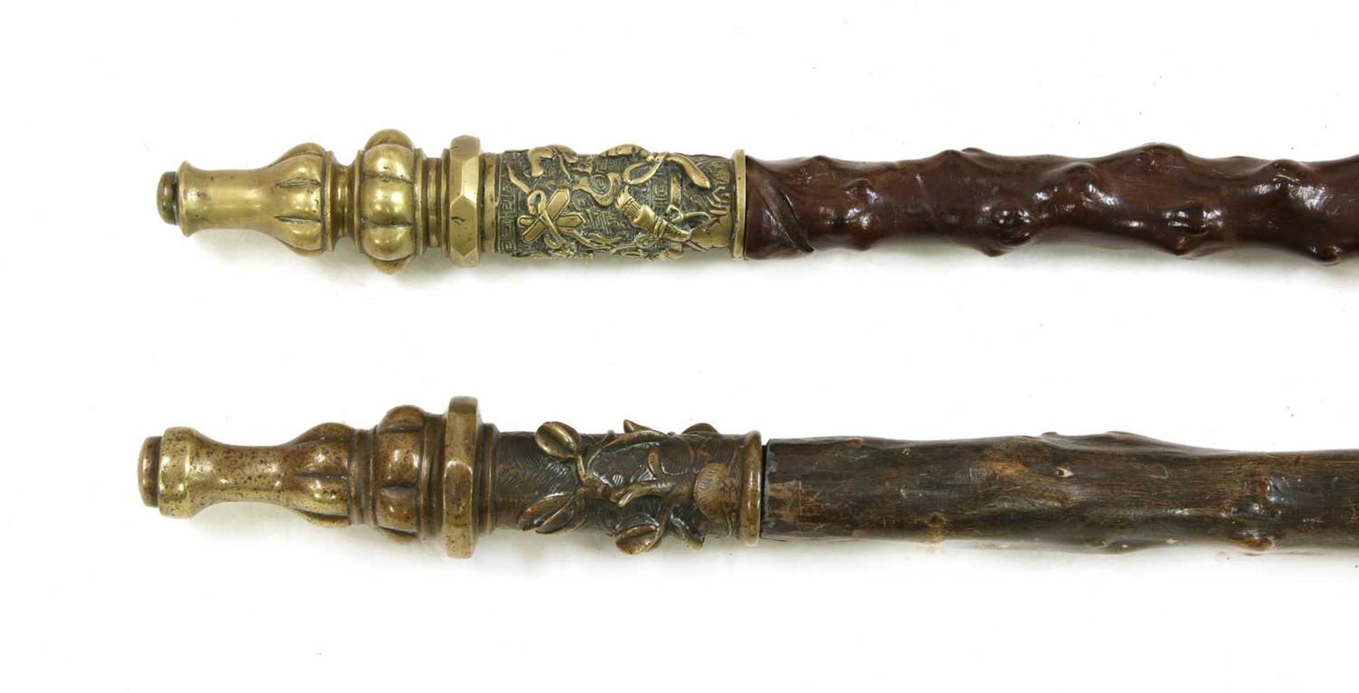 Two Chinese rootwood opium pipes, - Image 2 of 3
