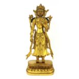 A Chinese gilt-bronze bodhisattva,