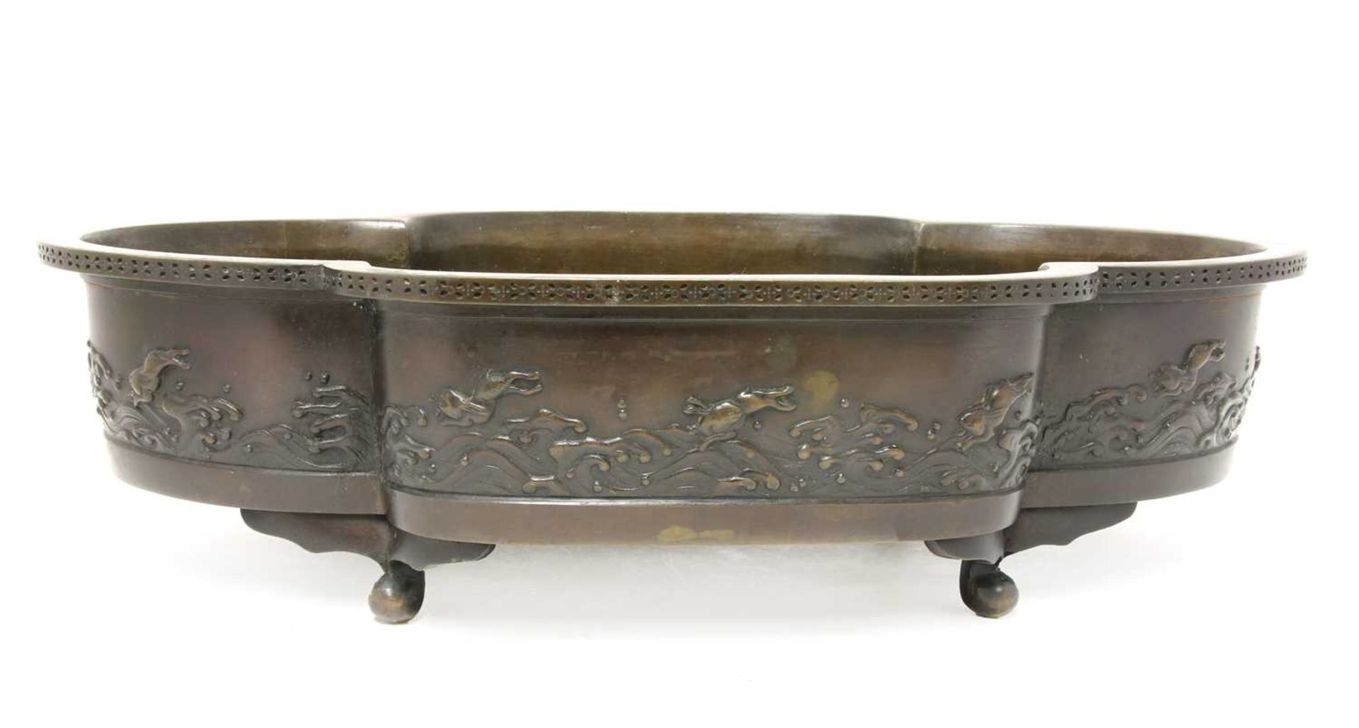 A Japanese bronze jardinière,