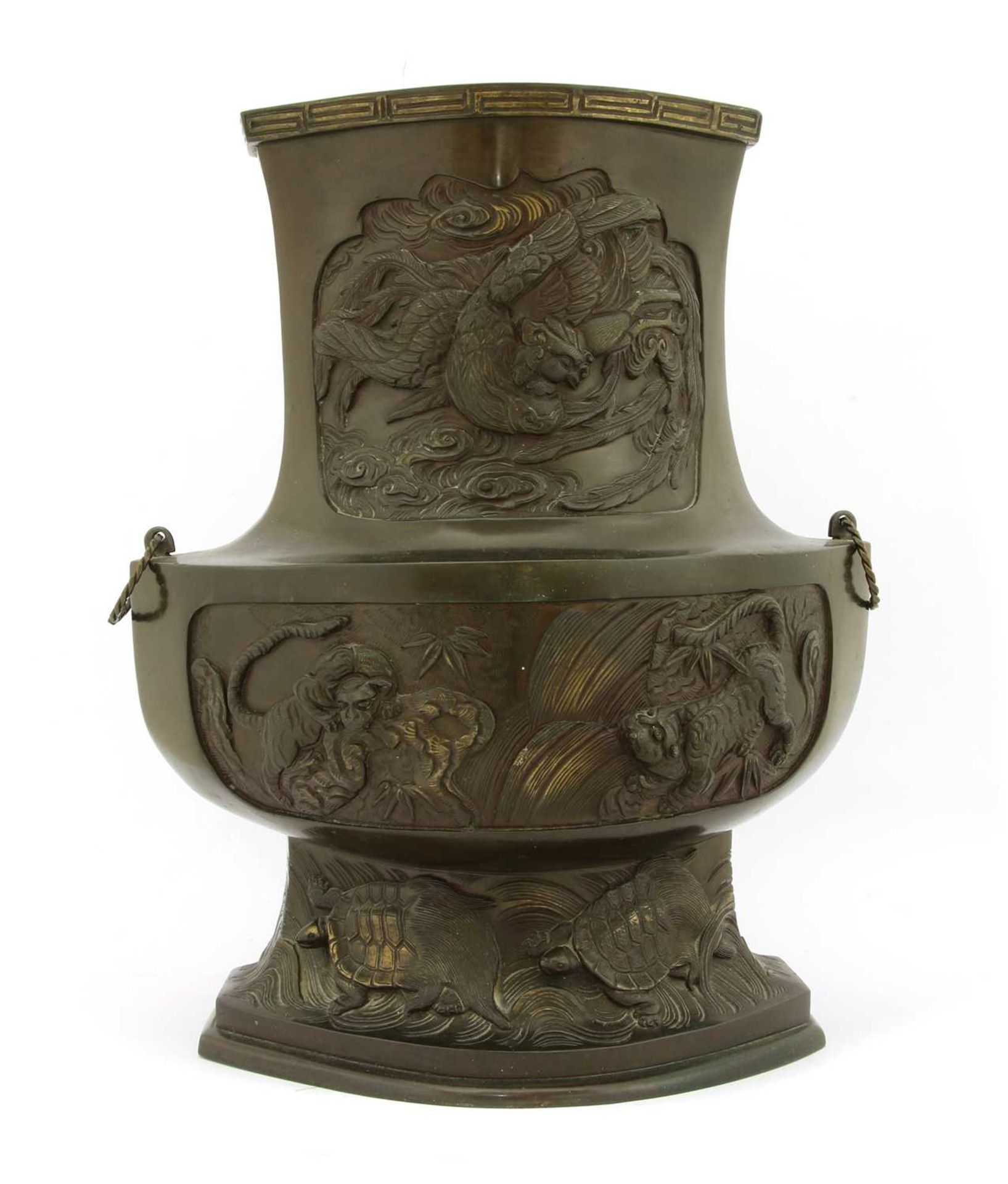 A Japanese bronze vase,