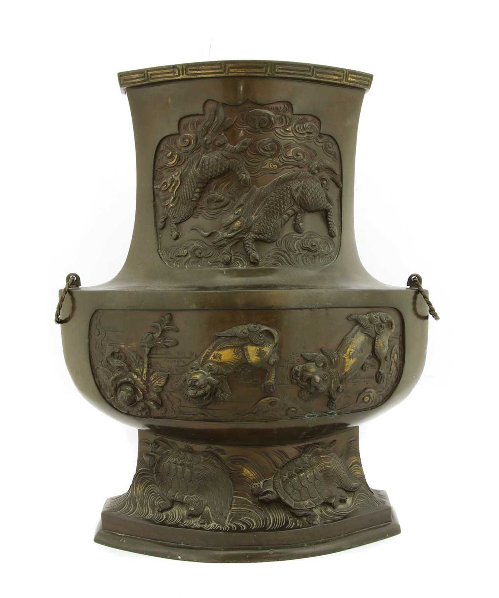 A Japanese bronze vase, - Image 3 of 4