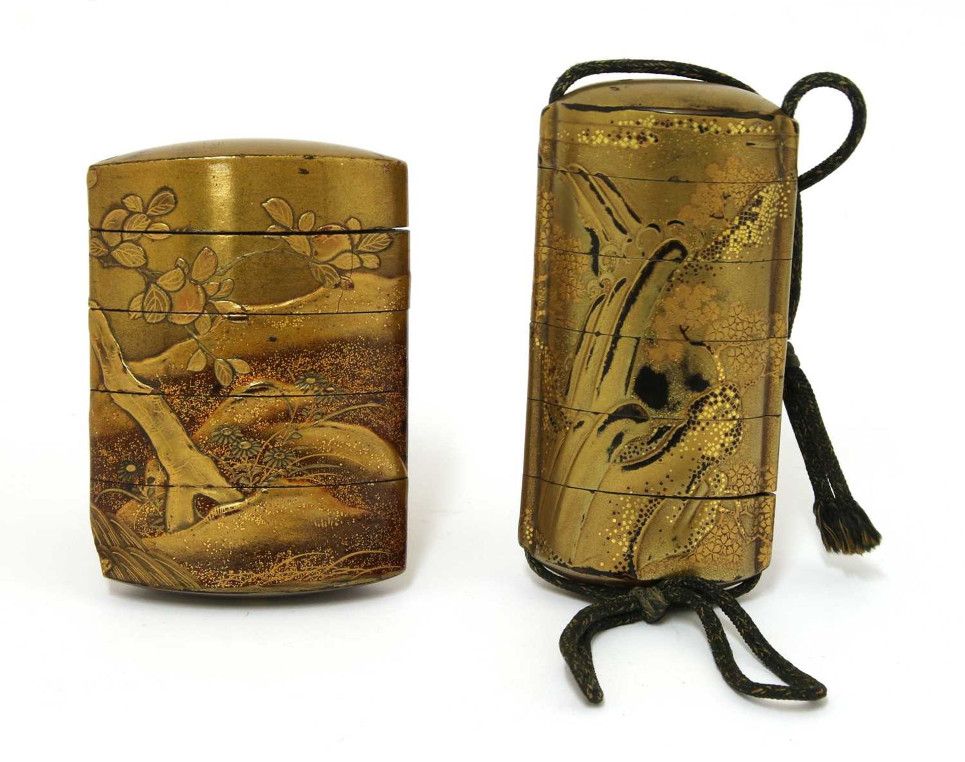 Two Japanese gilt lacquered inros, - Image 3 of 3