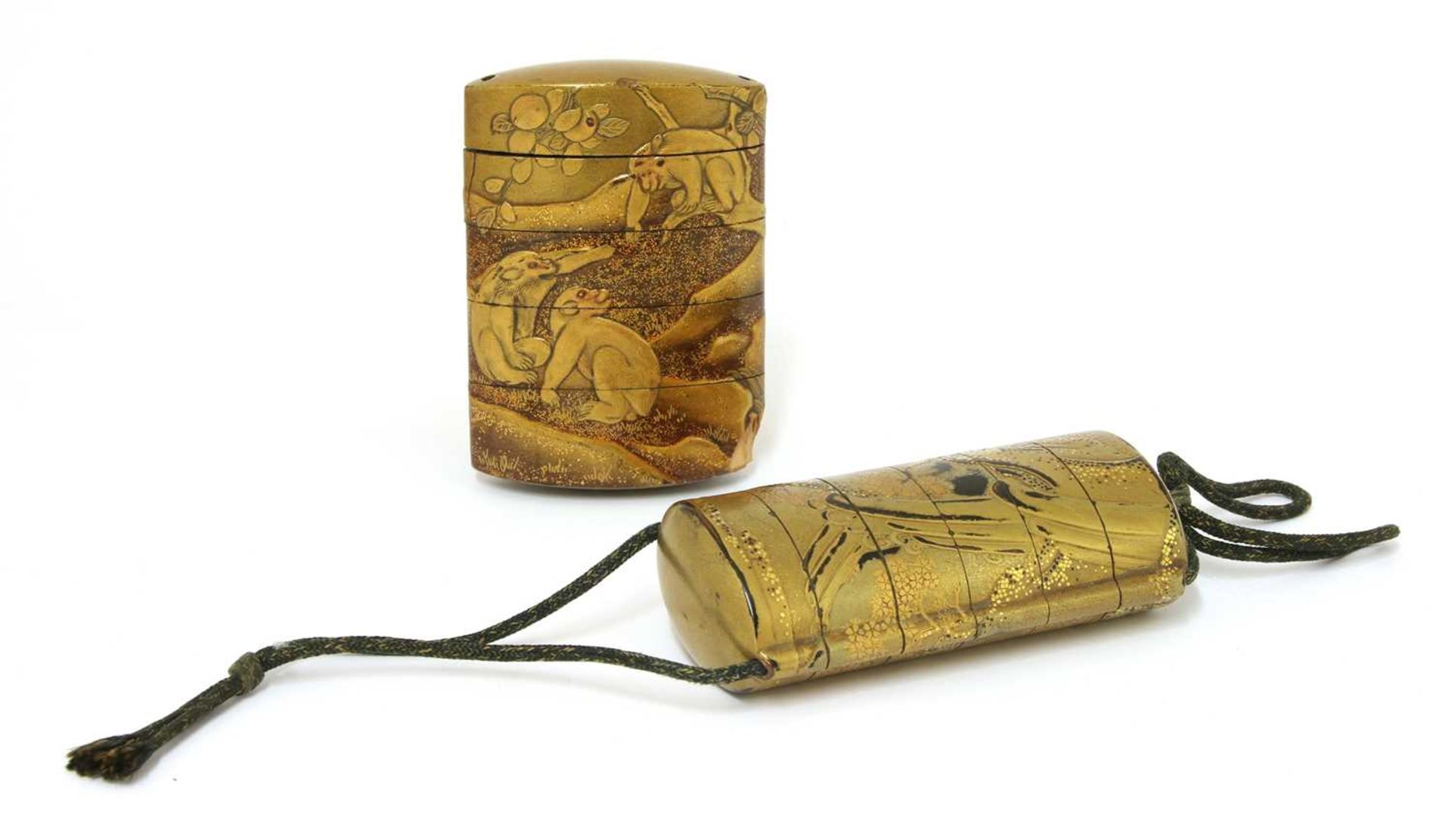 Two Japanese gilt lacquered inros, - Image 2 of 3