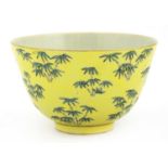 A Chinese yellow-glazed bowl,