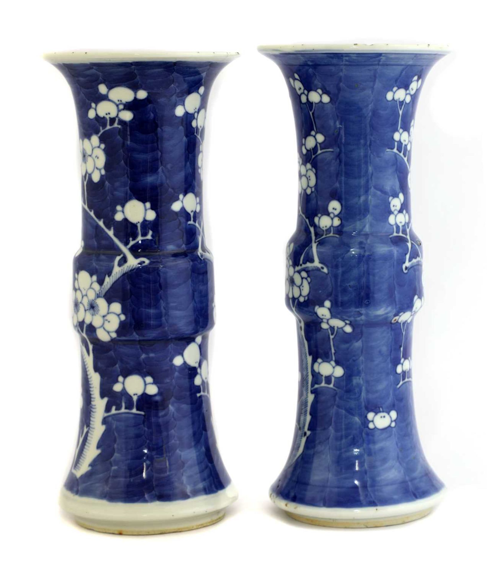 A pair of Chinese blue and white gu vases, - Image 2 of 2