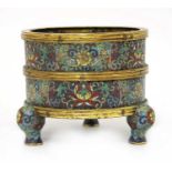 A Chinese cloisonné incense burner,