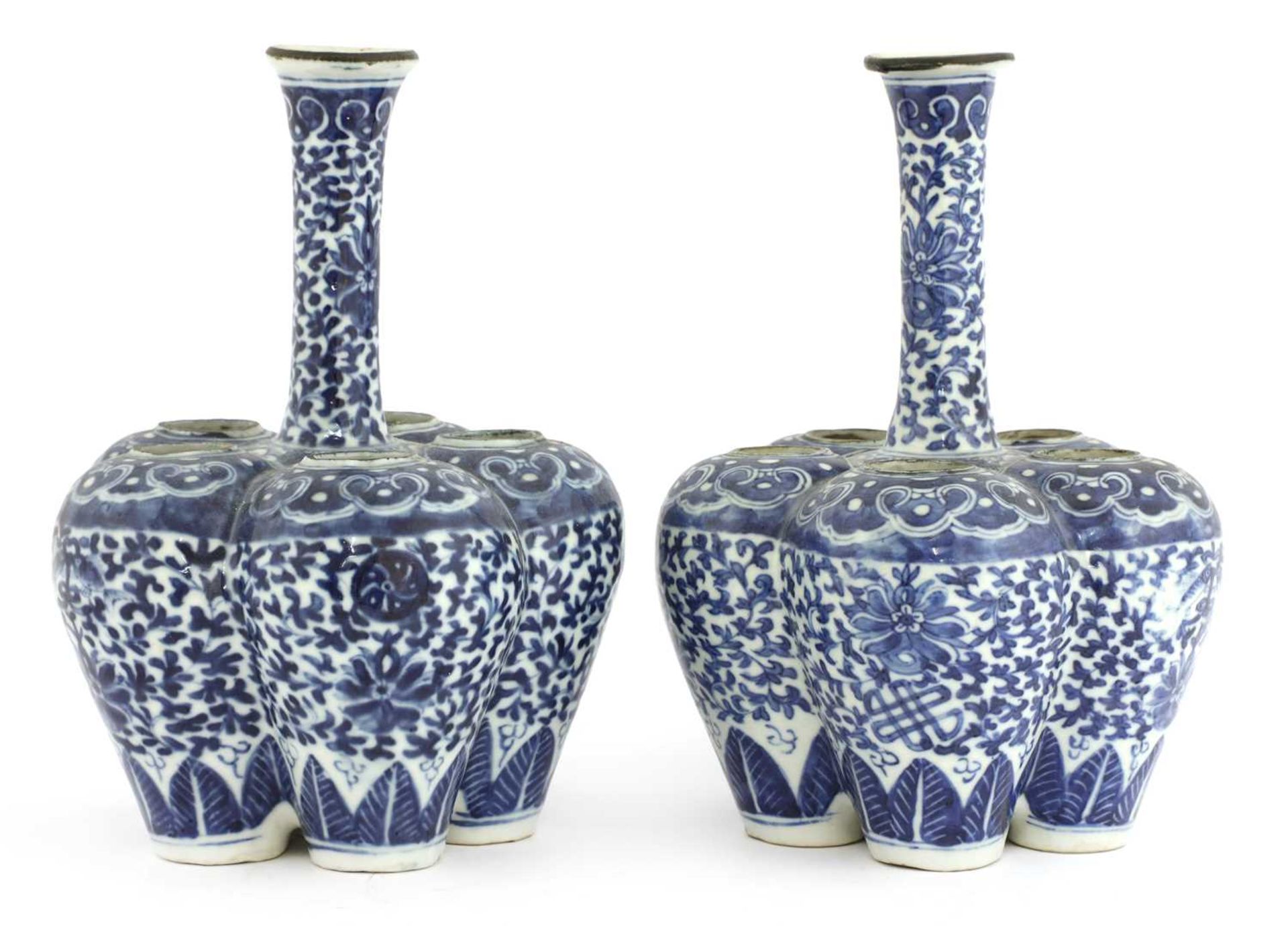 A pair of Chinese blue and white tulip vases,