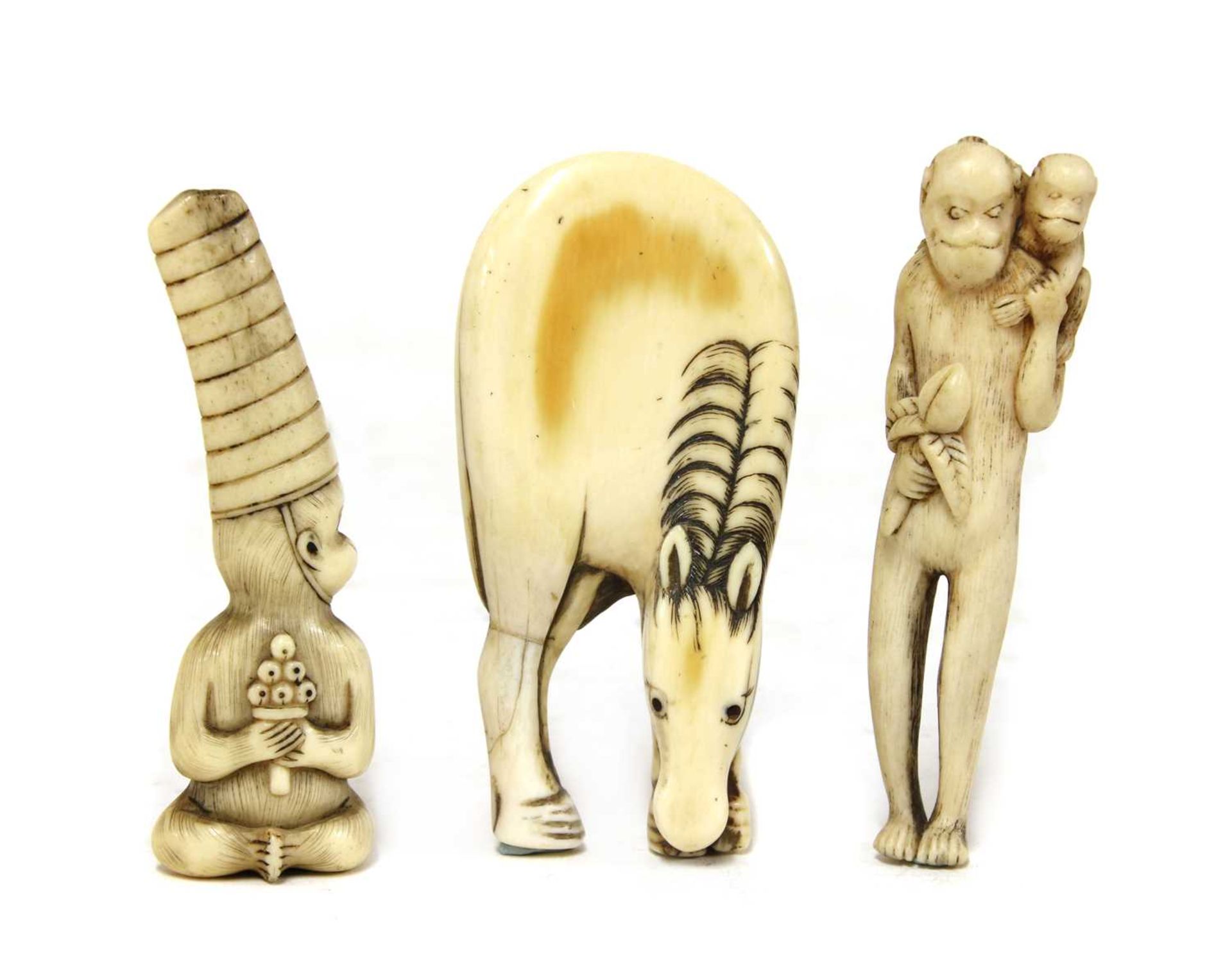 A collection of Japanese netsuke,