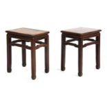 A pair of Chinese hardwood vase stands,