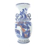 A Chinese copper-red and underglaze-blue vase,
