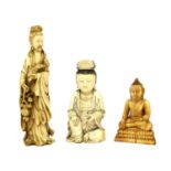 Three ivory figures,