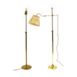 A brass height adjustable reading lamp with extendable arm and another (2)