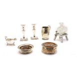 A collection of silver plated items,