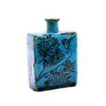 A blue glazed raqqa ware square section flask