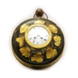 A French painted cased wall clock,