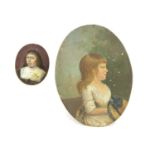 English School (18th Century), Portrait miniature of a small gilt, oil on tin; with another (2)